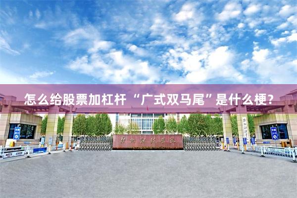 怎么给股票加杠杆 “广式双马尾”是什么梗？