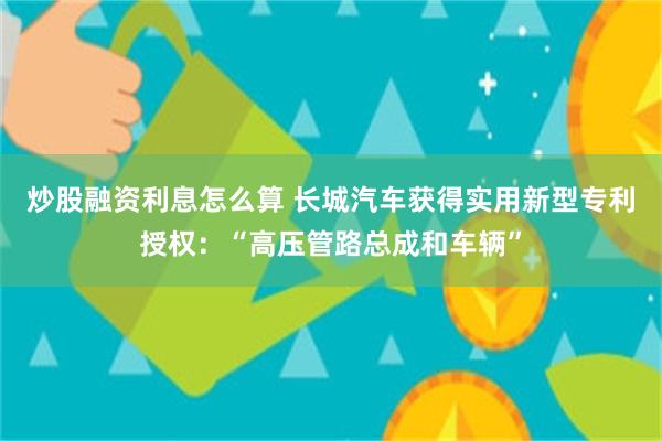 炒股融资利息怎么算 长城汽车获得实用新型专利授权：“高压管路总成和车辆”