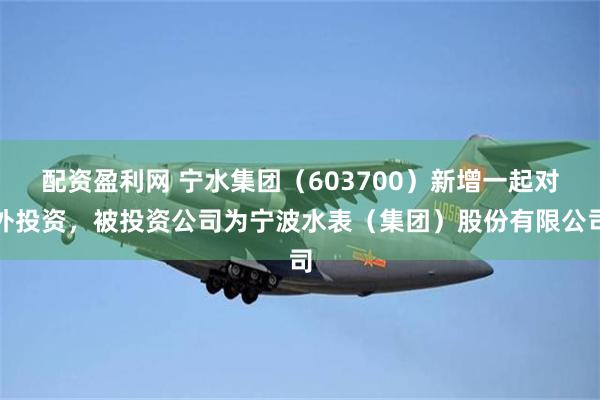 配资盈利网 宁水集团（603700）新增一起对外投资，被投资公司为宁波水表（集团）股份有限公司